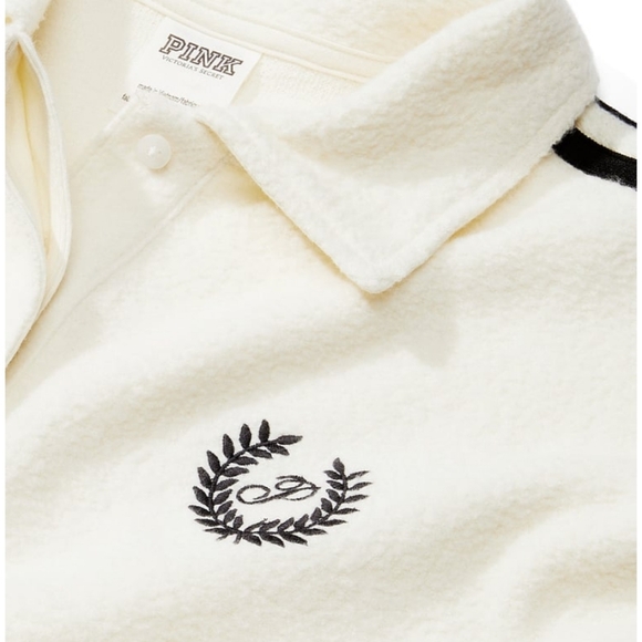 Victoria's Secret PINK Cream Reverse Fleece Cropped Sweatshirt NWT SZ XL - Picture 3 of 11